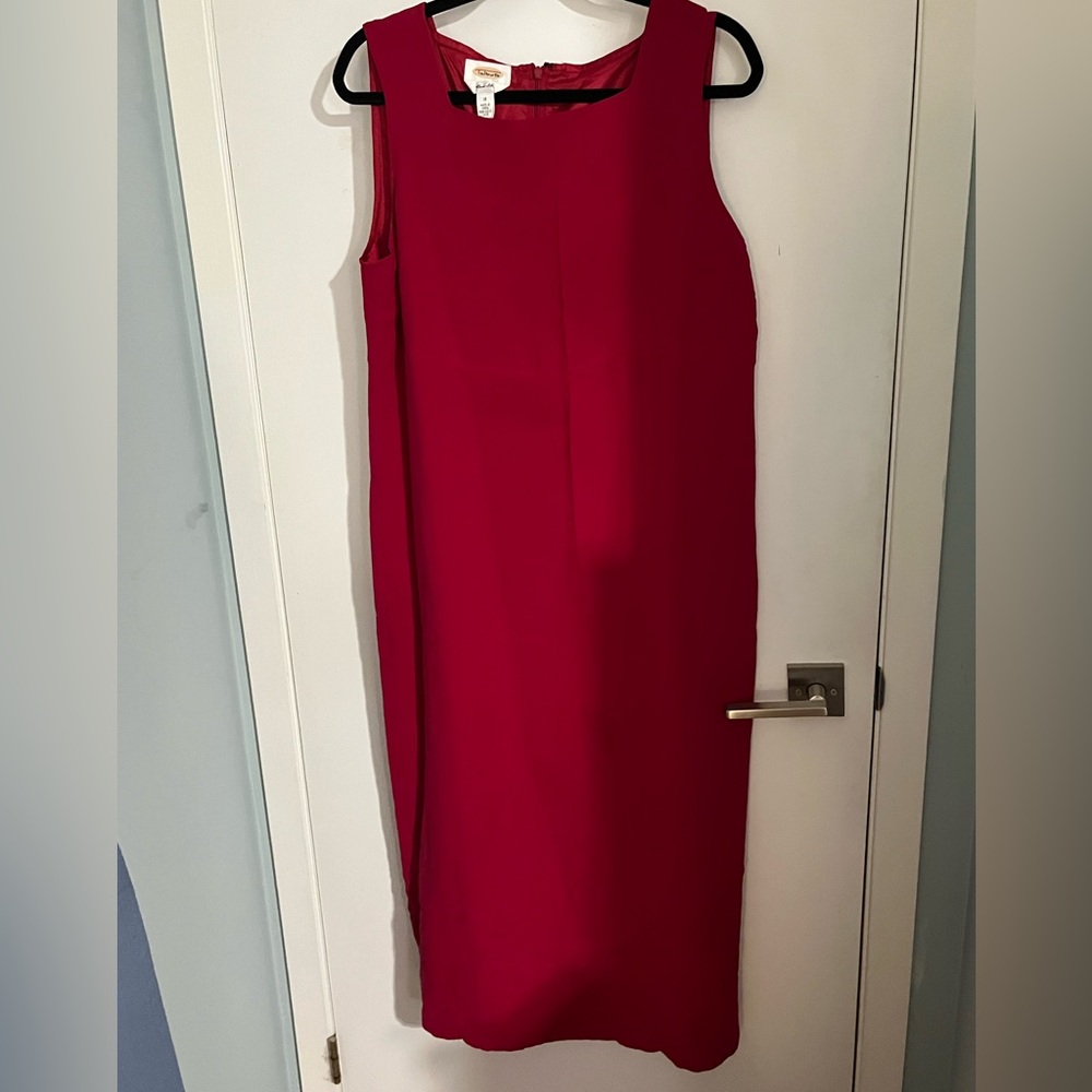 Talbots Pure Silk Sheath Dress Raspberry Red/Pink. Bust 39”